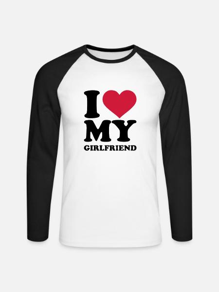 I love my girlfriend - Unisex Baseballshirt langarm - Weiß/Schwarz