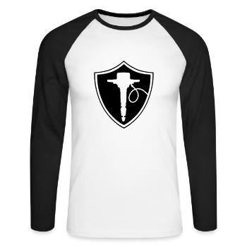 presslufthammer_schild - Unisex Baseballshirt langarm - Weiß/Schwarz - Vorne - Nik (191cm)