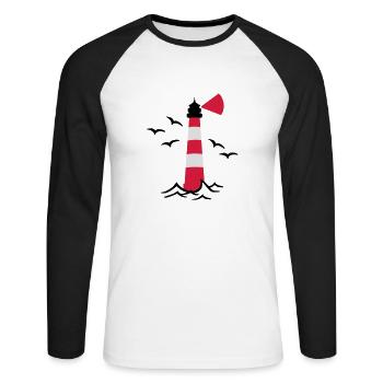 Lighthouse - Unisex Long Sleeve Baseball T-Shirt - white/black - Front - Nik (191cm)