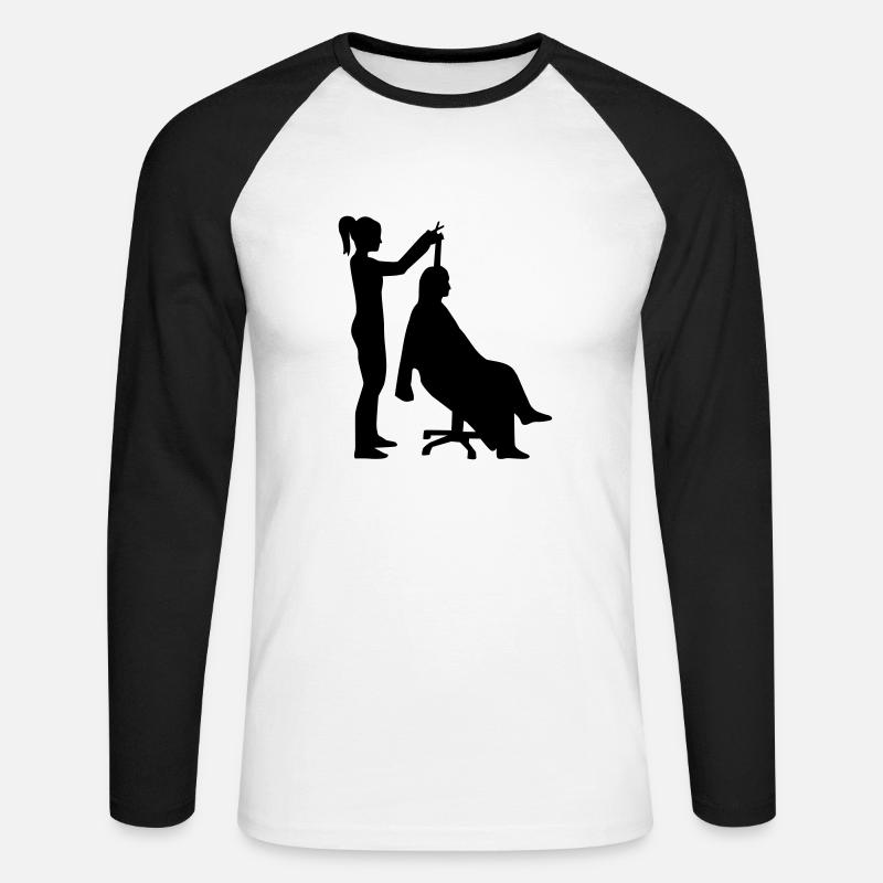 Friseur - Unisex Baseballshirt langarm - Weiß/Schwarz