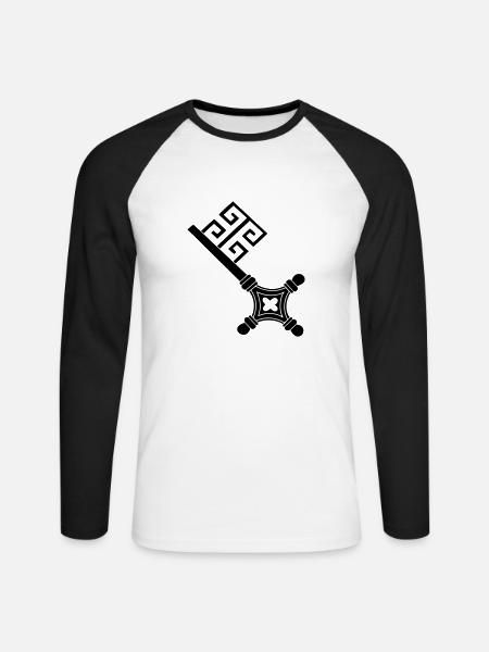 Vintage Bremer bremen Schlüsselvektorzeichnung - Unisex Baseballshirt langarm - Weiß/Schwarz