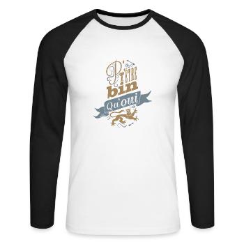 P't'être bin qu'oui - T-shirt baseball manches longues Homme - blanc/noir - Devant - Nik (191cm)