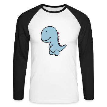 dino - Unisex Baseballshirt langarm - Weiß/Schwarz - Vorne - Nik (191cm)