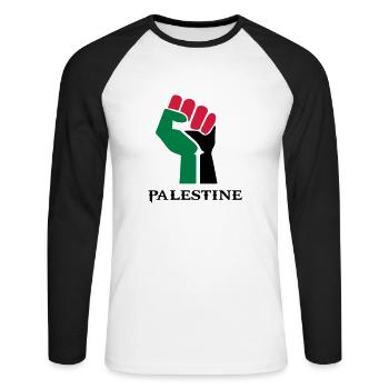 dessin palestinen symbole drapeau palestine - T-shirt baseball manches longues Homme - blanc/noir - Devant - Nik (191cm)