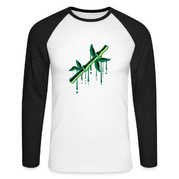 bamboo graffiti drops plant stem tree leaves - Unisex Long Sleeve Baseball T-Shirt - white/black - Front - Nik (191cm)