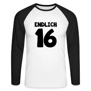endlich16 - Unisex Baseballshirt langarm - Weiß/Schwarz - Vorne - Nik (191cm)