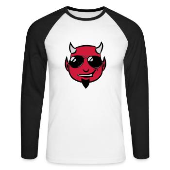Devil deceitful goatee sunglasses - Unisex Long Sleeve Baseball T-Shirt - white/black - Front - Nik (191cm)