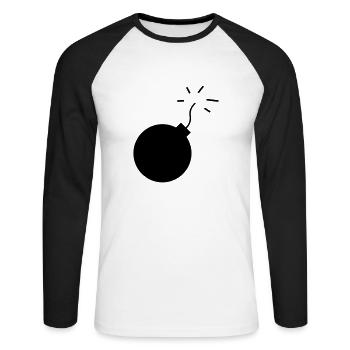 bombe - Unisex Baseballshirt langarm - Weiß/Schwarz - Vorne - Nik (191cm)