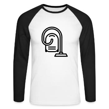 Staubsauger - Unisex Baseballshirt langarm - Weiß/Schwarz - Vorne - Nik (191cm)