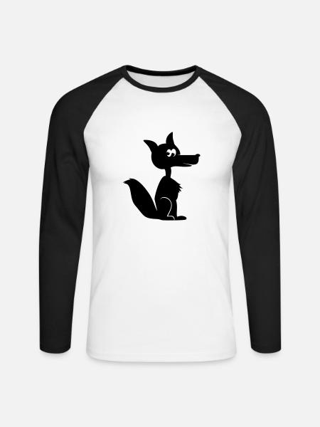 Fuchs Kojote cayote 1c - Unisex Baseballshirt langarm - Weiß/Schwarz