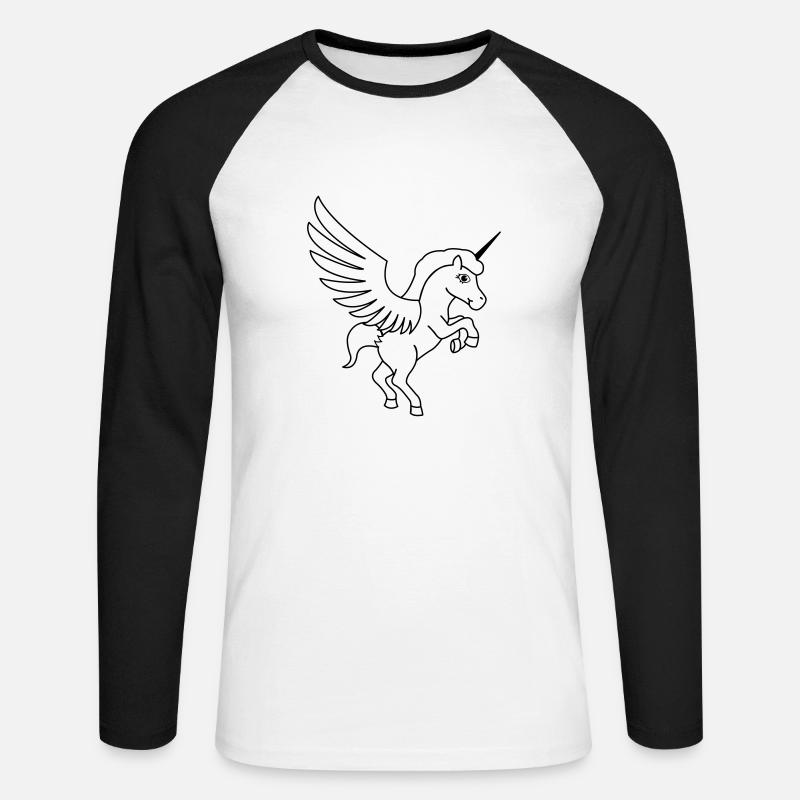 einhorn_maerchen_01 - Unisex Baseballshirt langarm - Weiß/Schwarz