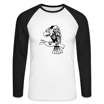 vautour - T-shirt baseball manches longues Homme - blanc/noir - Devant - Nik (191cm)
