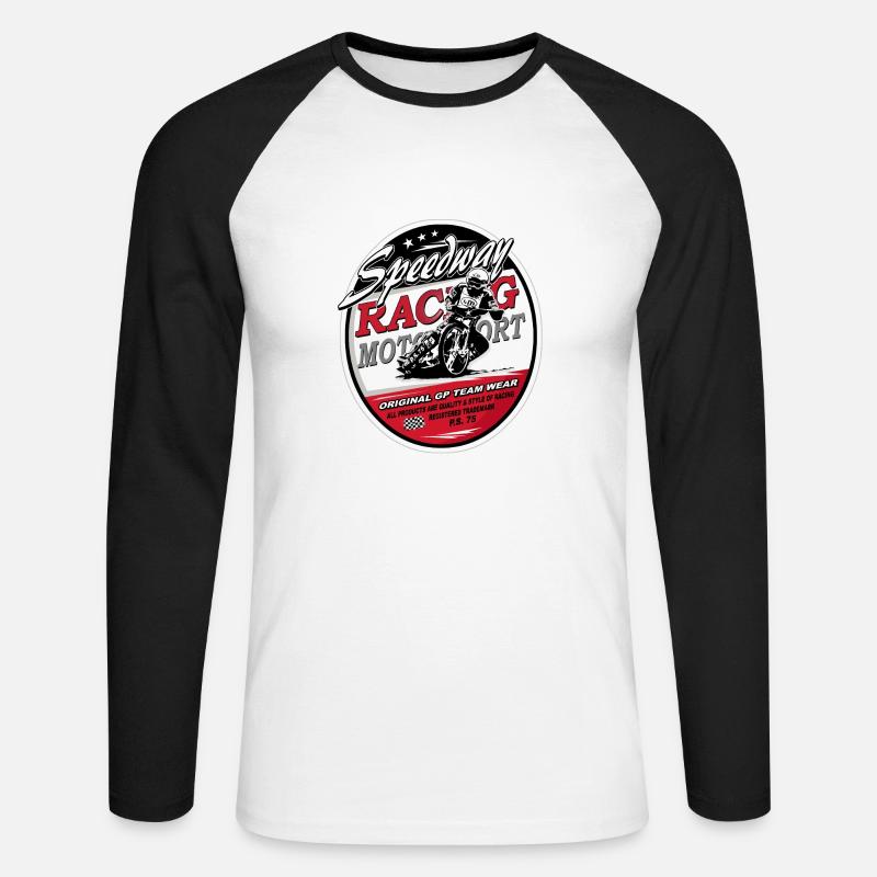 Speedway Racing_AAA - Unisex Baseballshirt langarm - Weiß/Schwarz
