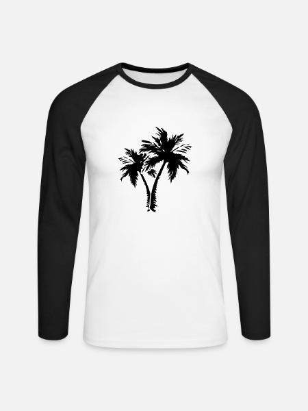 palm trees - Unisex Baseballshirt langarm - Weiß/Schwarz