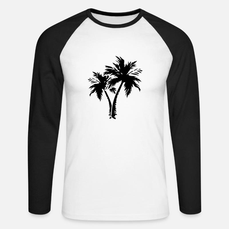 palm trees - Unisex Baseballshirt langarm - Weiß/Schwarz