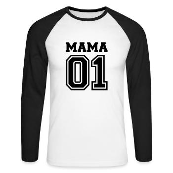 Mama - Unisex Baseballshirt langarm - Weiß/Schwarz - Vorne - Nik (191cm)