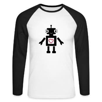 roboter_love_02 - T-shirt baseball manches longues Homme - blanc/noir - Devant - Nik (191cm)