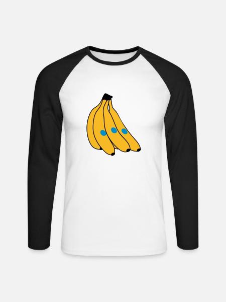 Banane - T-shirt baseball manches longues Homme - blanc/noir