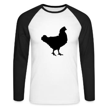 huhn silhouette design - Unisex Baseballshirt langarm - Weiß/Schwarz - Vorne - Nik (191cm)