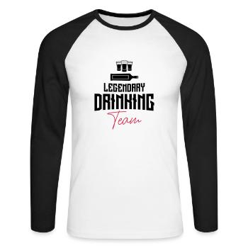drinking team legendary shots - Unisex Baseballshirt langarm - Weiß/Schwarz - Vorne - Nik (191cm)