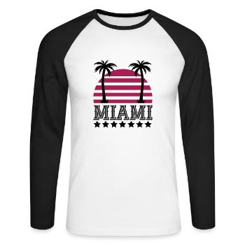 miami - Unisex Baseballshirt langarm - Weiß/Schwarz - Vorne - Nik (191cm)