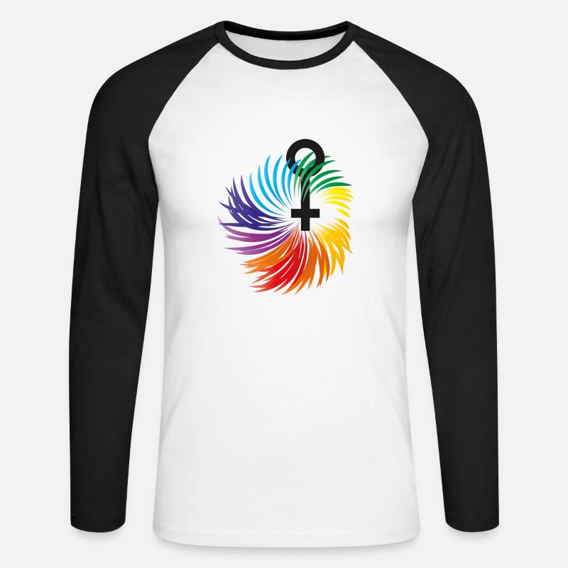 Frauenrechte mit Regenbogenfarben - Unisex Baseballshirt langarm - Weiß/Schwarz