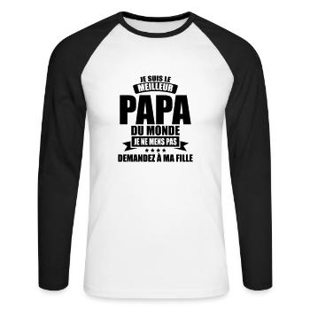 best dad birthday dad - Unisex Long Sleeve Baseball T-Shirt - white/black - Front - Nik (191cm)