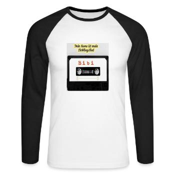 Bibi - Unisex Baseballshirt langarm - Weiß/Schwarz - Vorne - Nik (191cm)