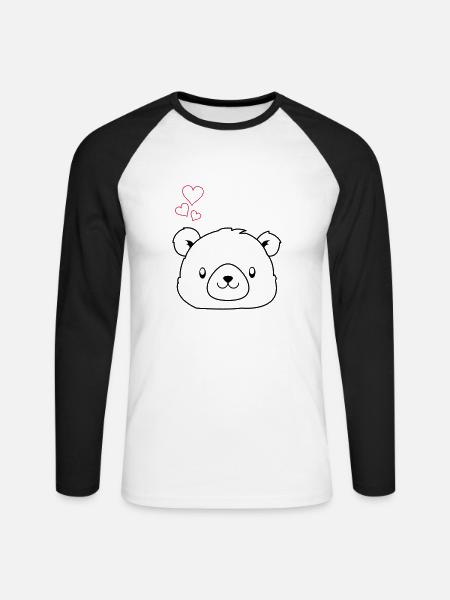 bear love - Unisex Long Sleeve Baseball T-Shirt - white/black