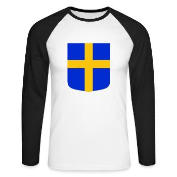 Shield flag Sweden - Unisex Long Sleeve Baseball T-Shirt - white/black - Front - Nik (191cm)