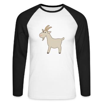 Chèvre - T-shirt baseball manches longues Homme - blanc/noir - Devant - Nik (191cm)