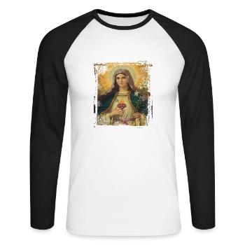 Jesus Maria Holly Mary - Unisex Long Sleeve Baseball T-Shirt - white/black - Front - Nik (191cm)