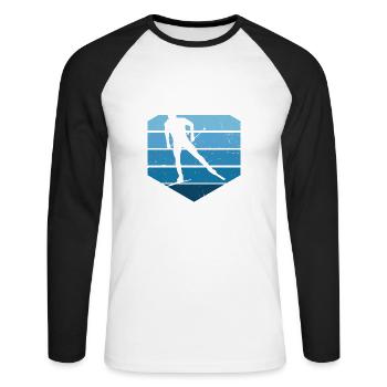 Men's Women's Cross-Country Classic Cross-Country Skating - Unisex Long Sleeve Baseball T-Shirt - white/black - Front - Nik (191cm)