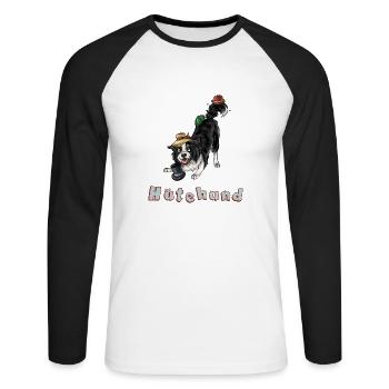 Hütehund - Unisex Baseballshirt langarm - Weiß/Schwarz - Vorne - Nik (191cm)
