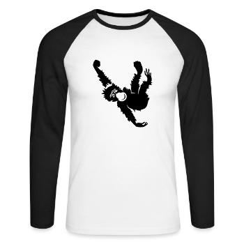 ape - Unisex Baseballshirt langarm - Weiß/Schwarz - Vorne - Nik (191cm)