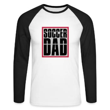 Cool Soccer Dad Logo - Unisex Baseballshirt langarm - Weiß/Schwarz - Vorne - Nik (191cm)