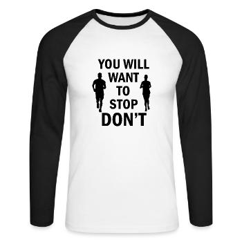 Triathlon Swim Bike Run Marathon - Unisex Baseballshirt langarm - Weiß/Schwarz - Vorne - Nik (191cm)