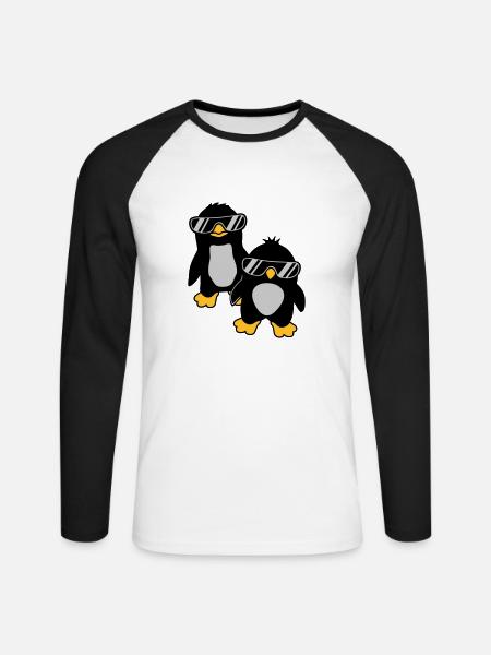 Penguins Crew 2 Amis - T-shirt baseball manches longues Homme - blanc/noir