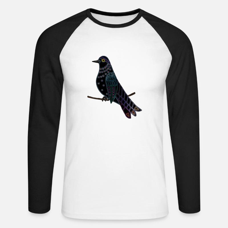 Vogel - Unisex Baseballshirt langarm - Weiß/Schwarz
