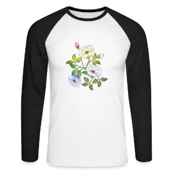 Fleur - T-shirt baseball manches longues Homme - blanc/noir - Devant - Nik (191cm)