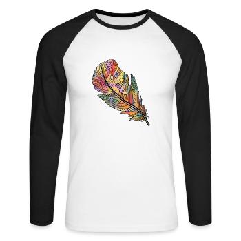 Feather - Unisex Long Sleeve Baseball T-Shirt - white/black - Front - Nik (191cm)