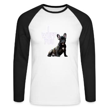 i wUFF yOU - Unisex Baseballshirt langarm - Weiß/Schwarz - Vorne - Nik (191cm)