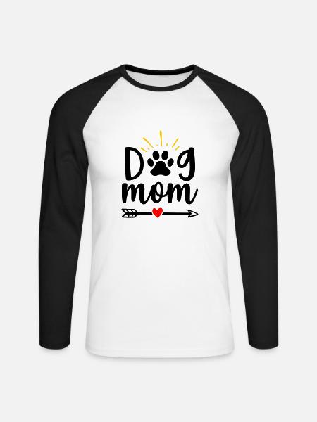 Dog mom - Unisex Long Sleeve Baseball T-Shirt - white/black
