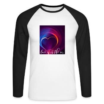 love is in the air - Unisex Baseballshirt langarm - Weiß/Schwarz - Vorne - Nik (191cm)