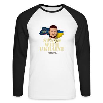 Ukraine North Dakota - Unisex Long Sleeve Baseball T-Shirt - white/black - Front - Nik (191cm)