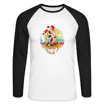 Cheerful hopping retro kebab - Unisex Long Sleeve Baseball T-Shirt - white/black - Front - Nik (191cm)