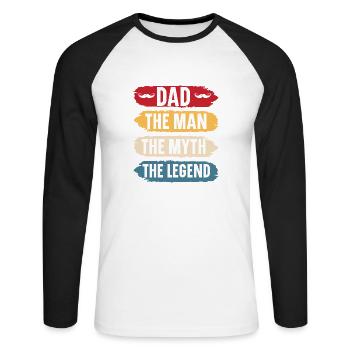 Dad the man the myth the legend christmas father - T-shirt baseball manches longues Homme - blanc/noir - Devant - Nik (191cm)