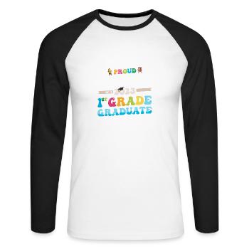 Stolzer Bruder einer 1. Klasse von 2023 - Unisex Baseballshirt langarm - Weiß/Schwarz - Vorne - Nik (191cm)