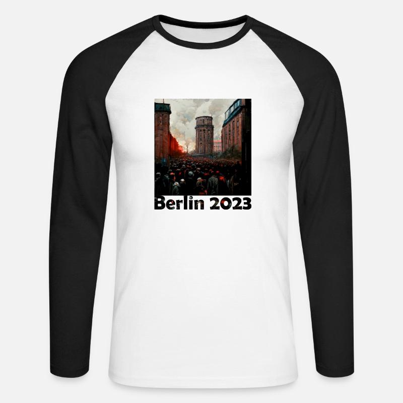 Berlins neue Mitte 25 - Unisex Baseballshirt langarm - Weiß/Schwarz