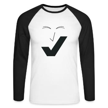 Feines Lächeln - Feines Gesicht C01. - Unisex Baseballshirt langarm - Weiß/Schwarz - Vorne - Nik (191cm)